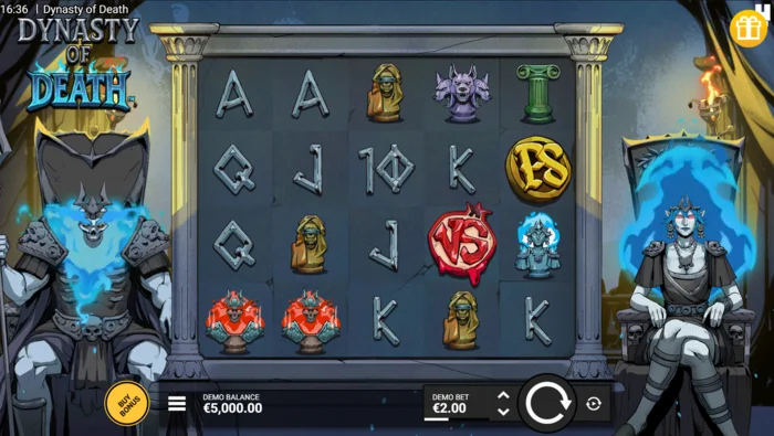 Dynasty of Death - écran de jeu avec les rouleaux